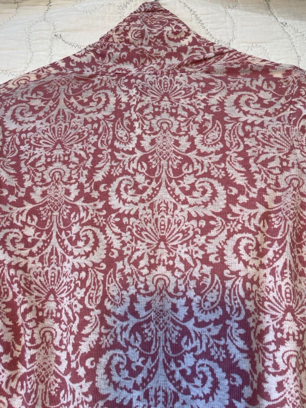 Beyond Vintage Wrap/ Cardigan Pink White Shoulder Blouse Womens Size XS/SM - Picture 6 of 7